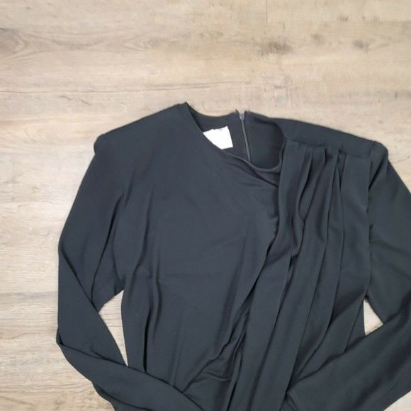 Vintage Steven Stoller New York Dress Cocktail Black Sheath Midi Long Sleeve 90s - Picture 4 of 10